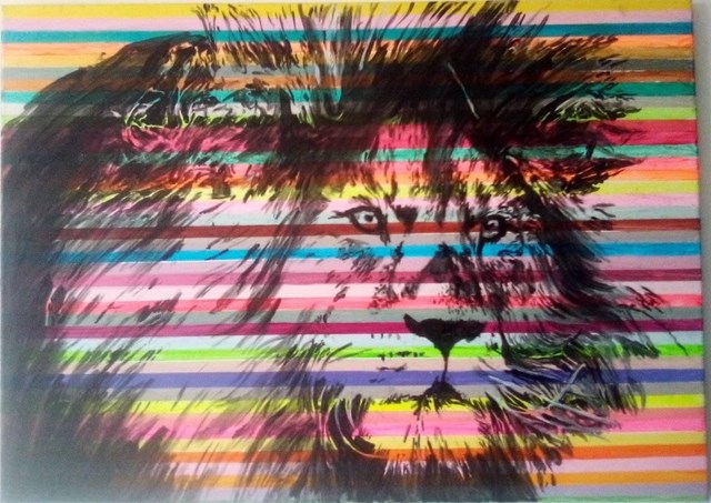 Living room painting by Ilona Foryś titled Lion