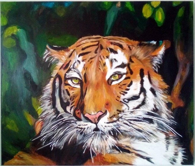 Living room painting by Ilona Foryś titled  TIGER