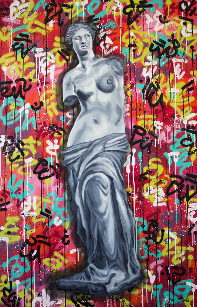 Living room painting by Monika Mrowiec titled Venus de Milo / 816 Street Art Avenue