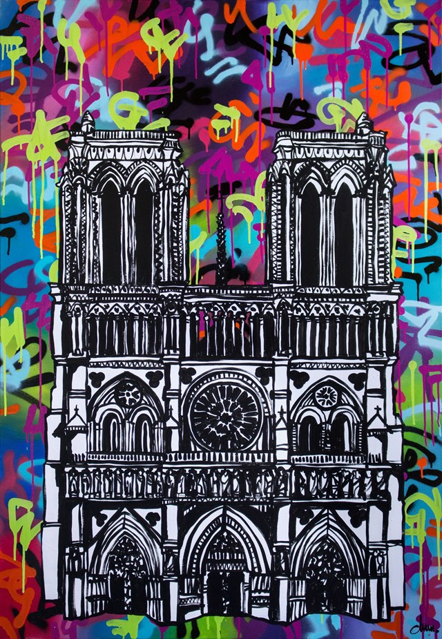 Obraz do salonu artysty Monika Mrowiec pod tytułem Impresja o Notre-Dame / „808 Street Art Avenue"