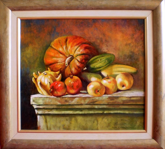 Living room painting by Beata Krystek-Borkowska titled Pumpkins