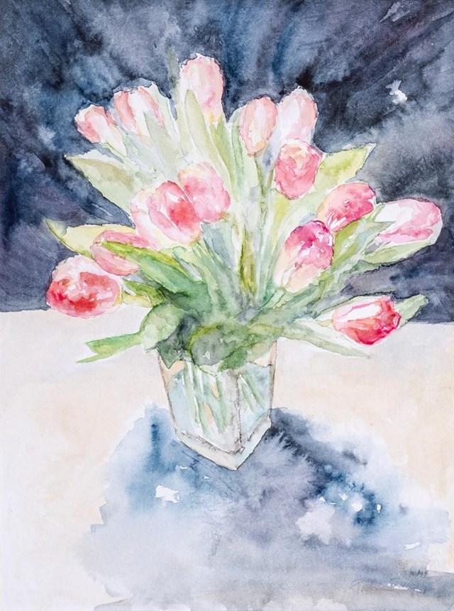 Living room painting by Anna Forycka-Putiatycka titled Tulips II