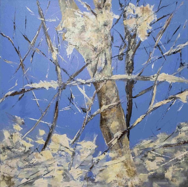 Living room painting by Anna Forycka-Putiatycka titled Trees in Winter