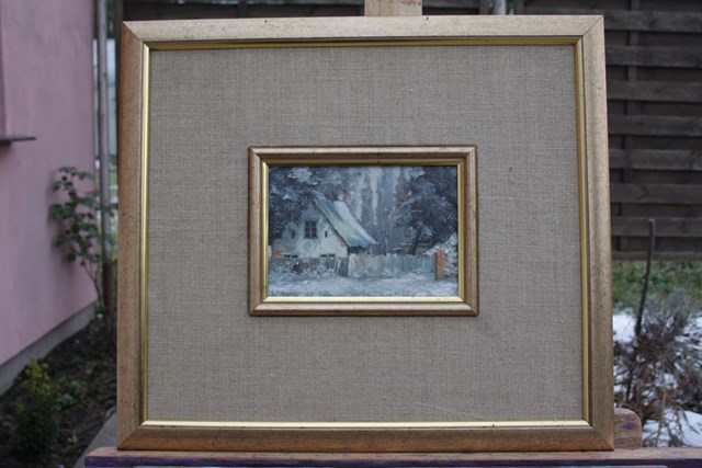 Obraz do salonu artysty Jan Bembenista pod tytułem Stary dom-zimą