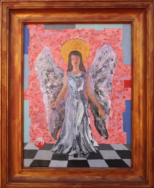 Living room painting by Jan Bembenista titled Angel