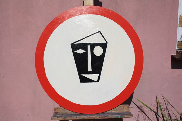 Obraz do salonu artysty Jan Bembenista pod tytułem Zakaz zbliżania się do ,,Ceglanej twarzy''