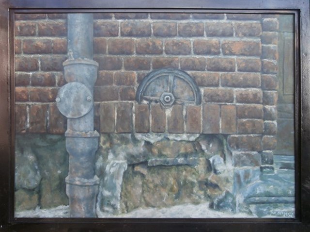 Obraz do salonu artysty Jan Bembenista pod tytułem Kotwa w murze