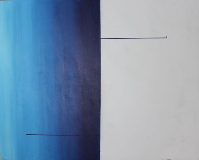 Living room painting by Filip Łoziński titled Divided composition