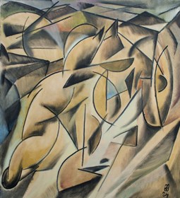 Obraz do salonu artysty Marcin Wilk pod tytułem Człowiek pchający wóz