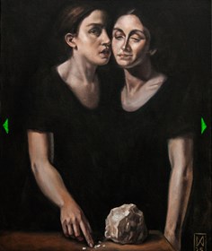 Living room painting by Marcin Wilk titled Lot's Daughters