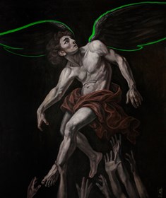 Living room painting by Marcin Wilk titled Icarus