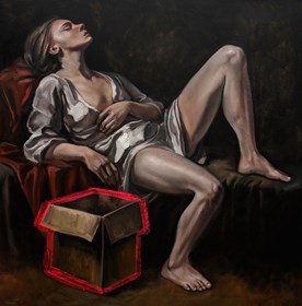Living room painting by Marcin Wilk titled Judith