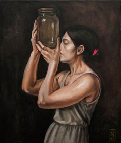 Living room painting by Marcin Wilk titled Pasiphae