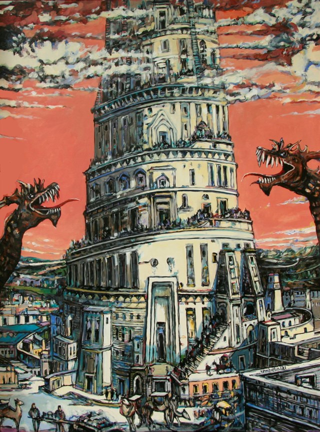 Obraz do salonu artysty Piotr Rembieliński pod tytułem Wieża Babel