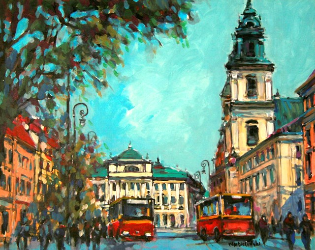 Living room painting by Piotr Rembieliński titled Warsaw I