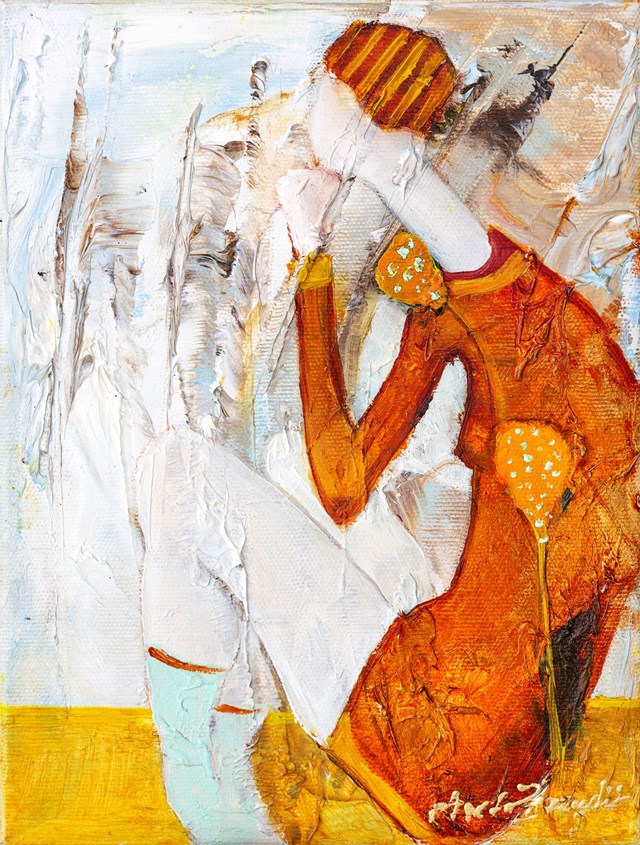 Living room painting by Aneta Barglik titled PRZYGLĄDAM SIĘ