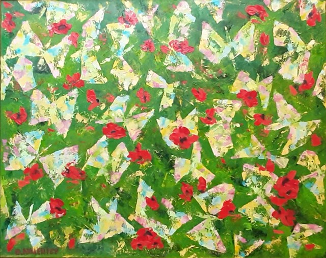 Obraz do salonu artysty Danuta Niklewicz pod tytułem Maki i Motyle
