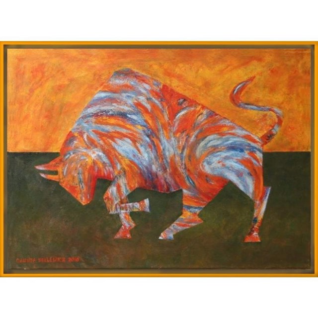 Living room painting by Danuta Niklewicz titled Bull