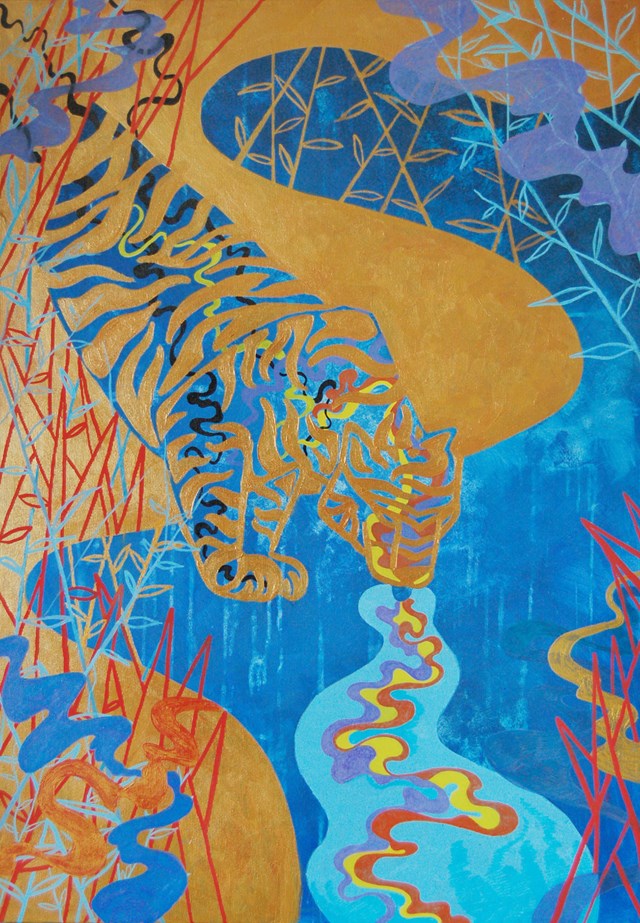 Obraz do salonu artysty Olga Deptuła pod tytułem Skąd biorą się paski na tygrysie