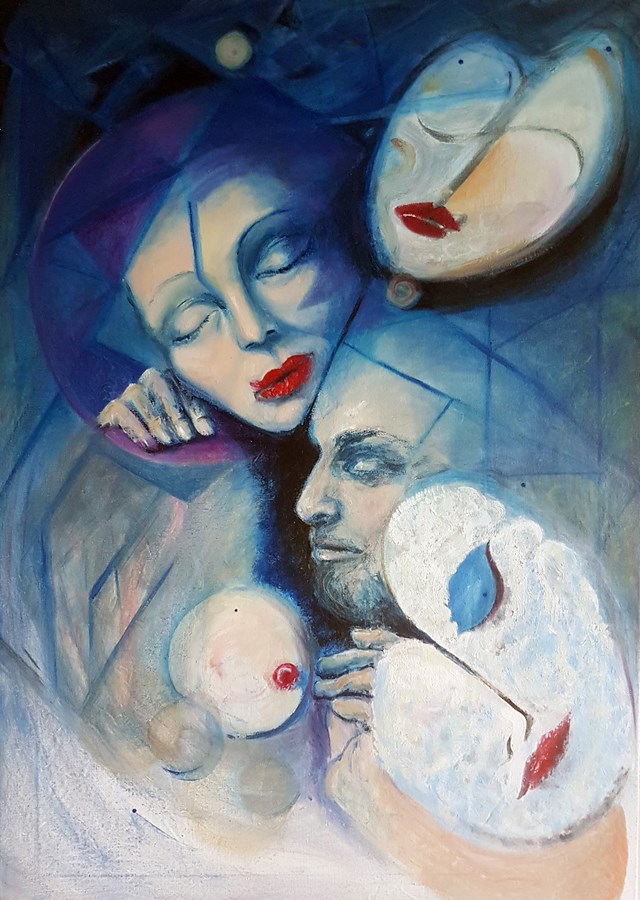 Obraz do salonu artysty Katarzyna Rymarz pod tytułem Szkic na prześcieradle