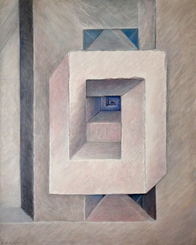 Living room painting by Bohdan Wincenty Łoboda titled Inception