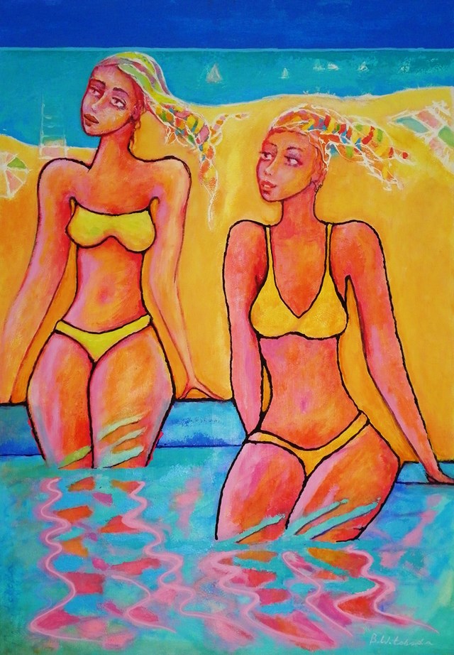 Living room painting by Bohdan Wincenty Łoboda titled Bikini 