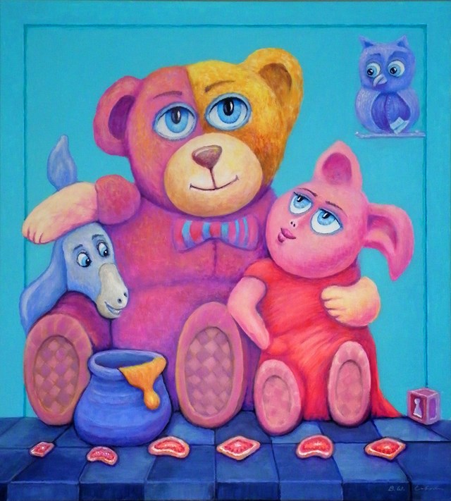 Living room painting by Bohdan Wincenty Łoboda titled Winnie-the-Pooh - Piglet