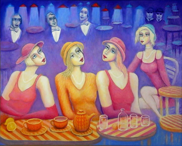 Living room painting by Bohdan Wincenty Łoboda titled Bar - friends