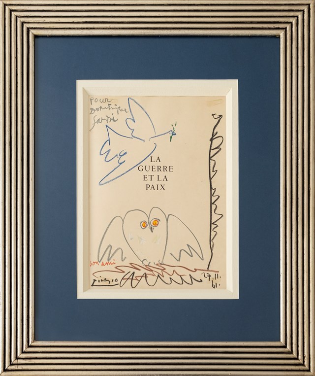 Grafika do salonu artysty Pablo Picasso pod tytułem Wojna i pokój