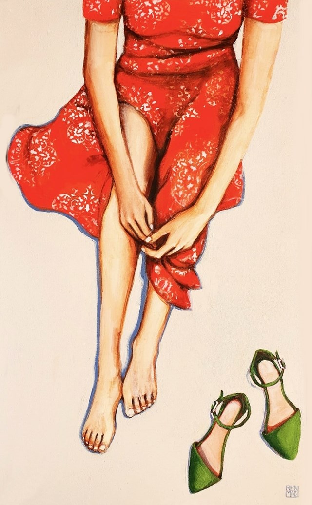 Obraz do salonu artysty Renata Magda pod tytułem Zieloe pantofelki