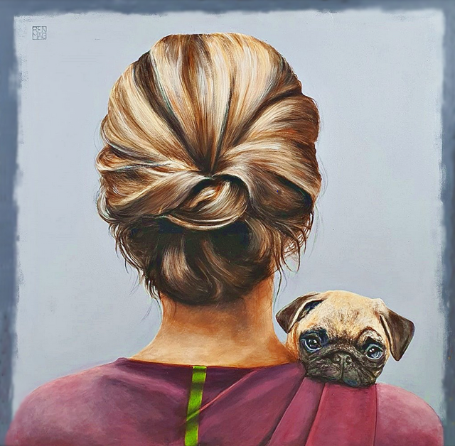 Living room painting by Renata Magda titled friendship 
