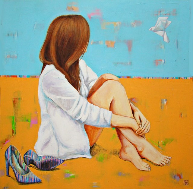 Living room painting by Renata Magda titled  Thoughtful over sleep ...
