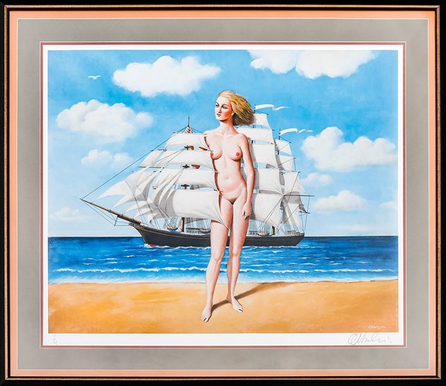 Living room print by Rafał Olbiński titled Under full sail and with the wind astern 1/20