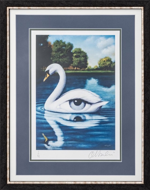 Living room print by Rafał Olbiński titled Swan's Gaze, I/XX