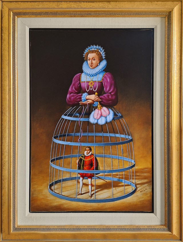 Living room painting by Rafał Olbiński titled Gloriana