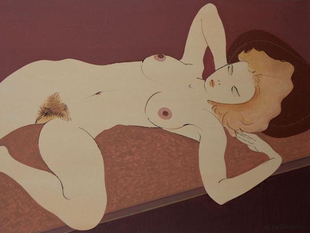 Living room painting by Henryk Płóciennik titled Woman lying down - 4
