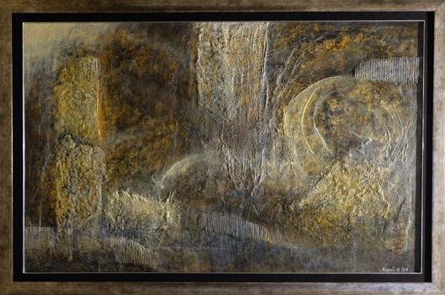 Living room painting by Krzysztof Kopeć titled Return to the source