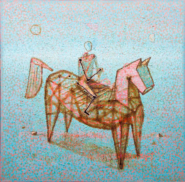 Living room painting by Grzegorz Klimek titled Horseman