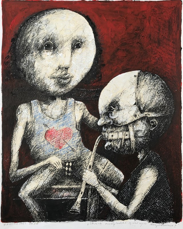 Obraz do salonu artysty Piotr Kamieniarz pod tytułem Stosunki międzyludzkie są nad wyraz skomplikowane II
