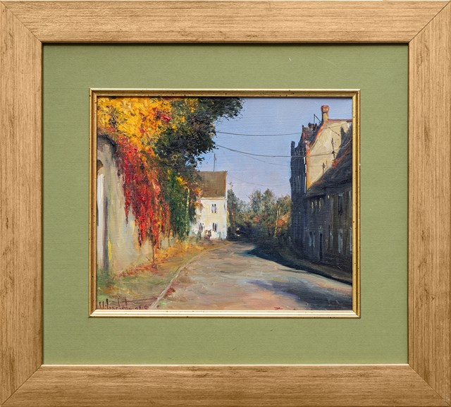 Living room painting by Vladimir Vilenchyts titled Untitled (Autumn alley)