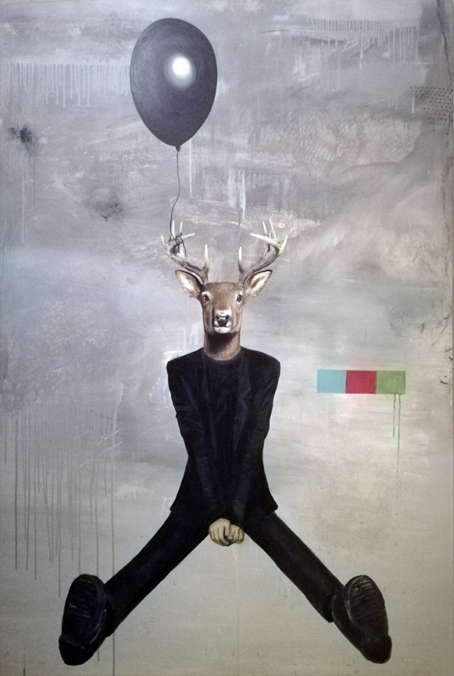 Obraz do salonu artysty Lech Bator pod tytułem Czarny balon