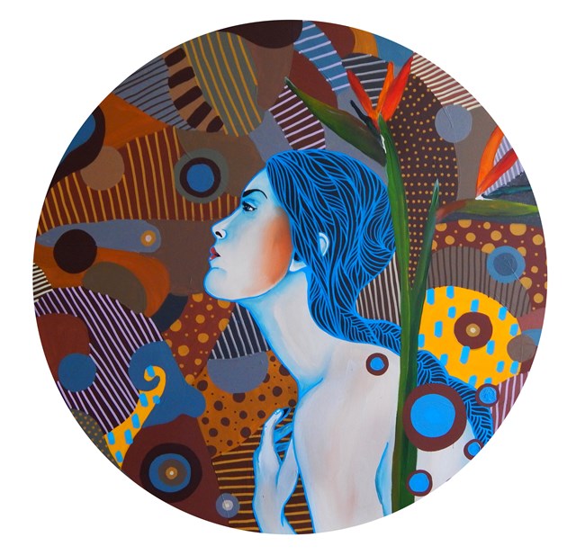Living room painting by Marcin Painta titled Ona w kole IV