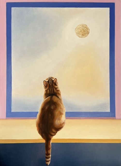 Living room painting by Marta Sobierajska titled Cat and sun