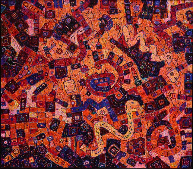 Obraz do salonu artysty Krzysztof Pająk pod tytułem Aztecki pejzaż