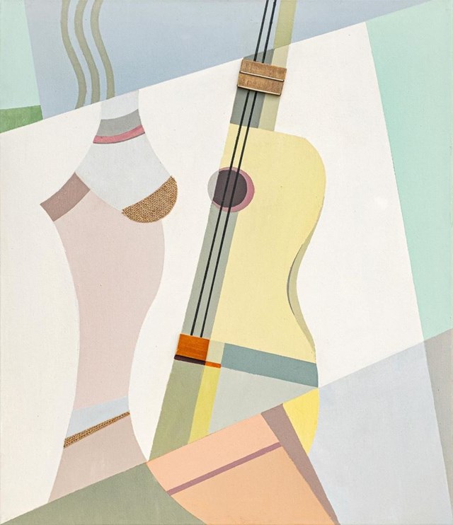 Living room painting by Jan Pływacz titled Guitar for girl