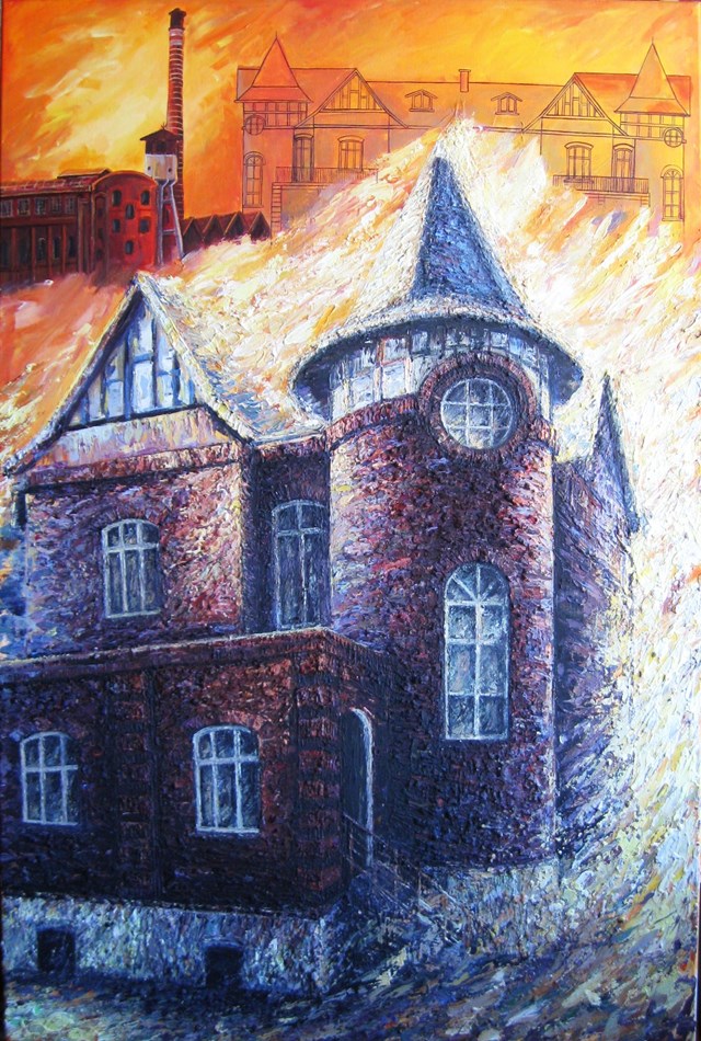 Obraz do salonu artysty Magdalena Barczyk-Kurus pod tytułem Pałacyk Motte, cykl W jasnym cieniu wieży