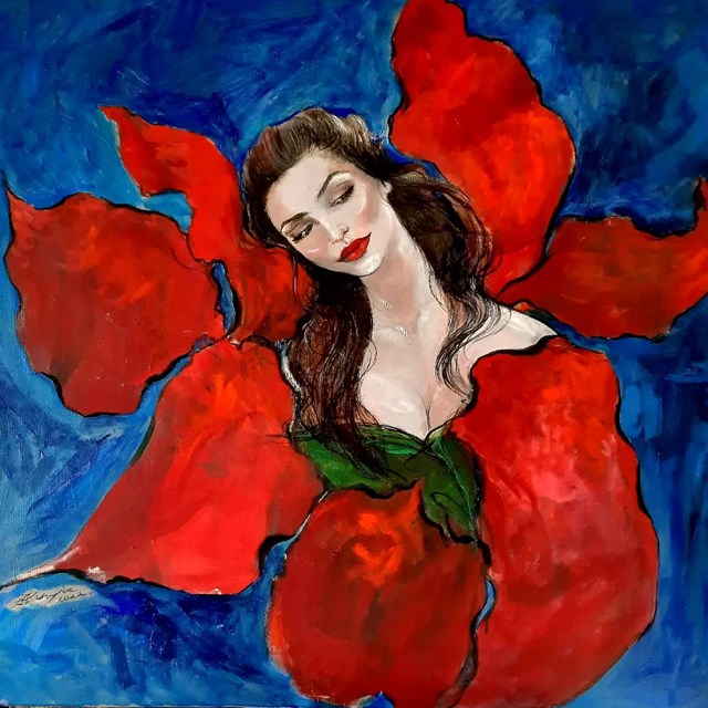 Obraz do salonu artysty Honorata Chajec pod tytułem Zmysłowa czerwień