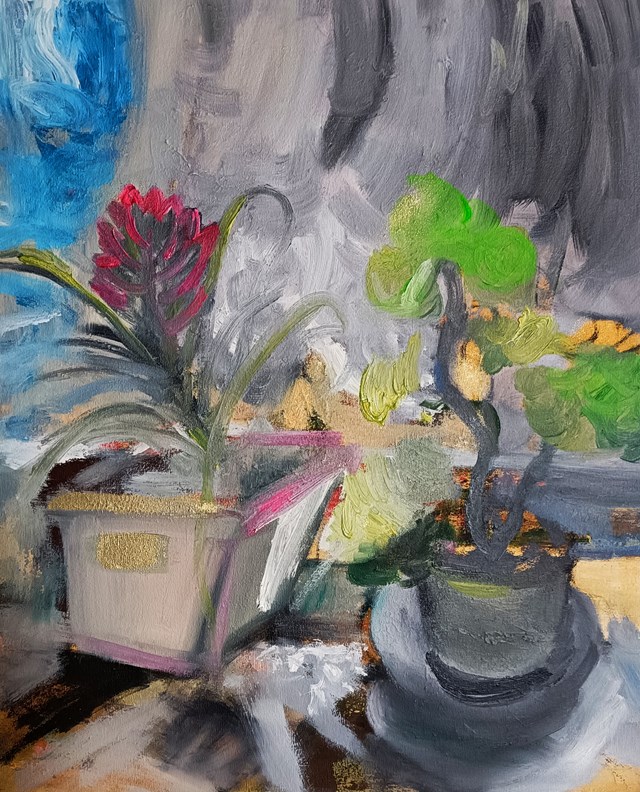 Living room painting by Honorata Chajec titled bez tytułu