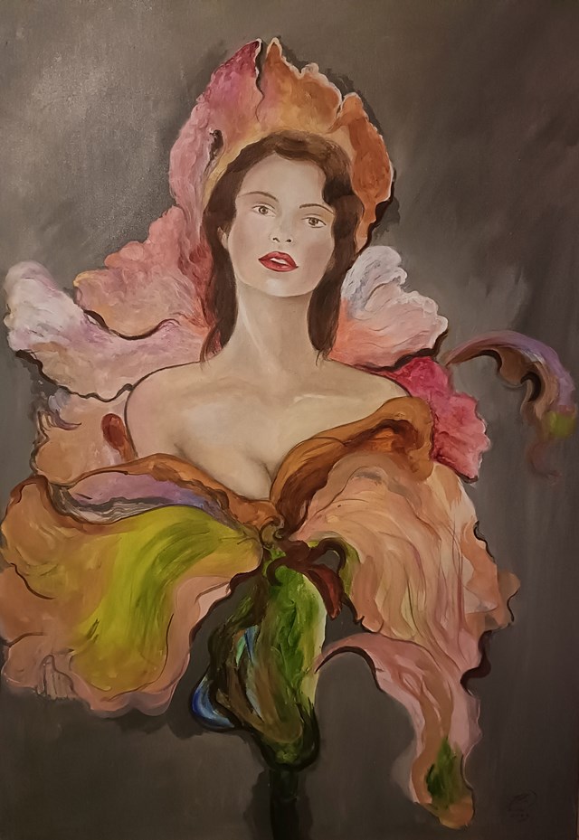 Living room painting by Honorata Chajec titled ZAPACH ZMYSŁÓW II