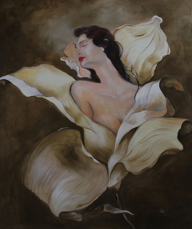 Living room painting by Honorata Chajec titled bez tytułu